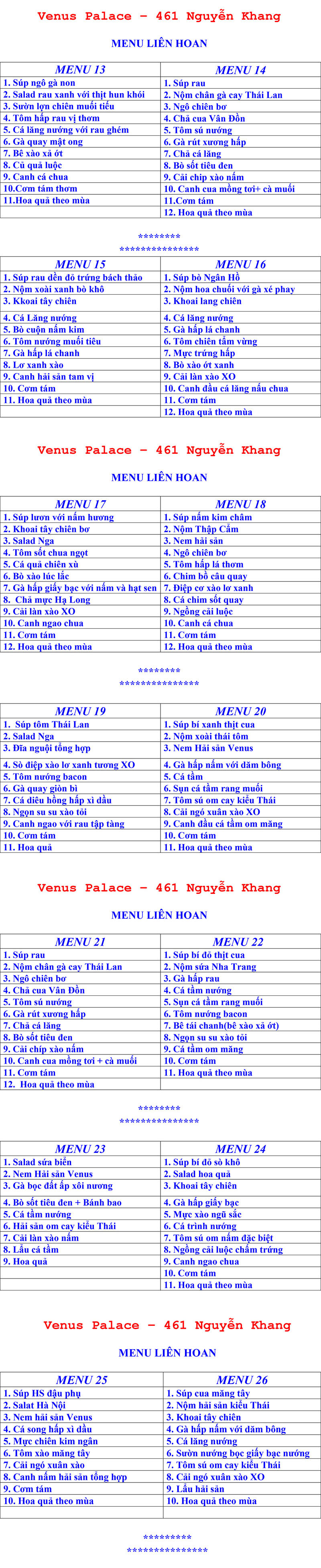 Menu Venus  4 